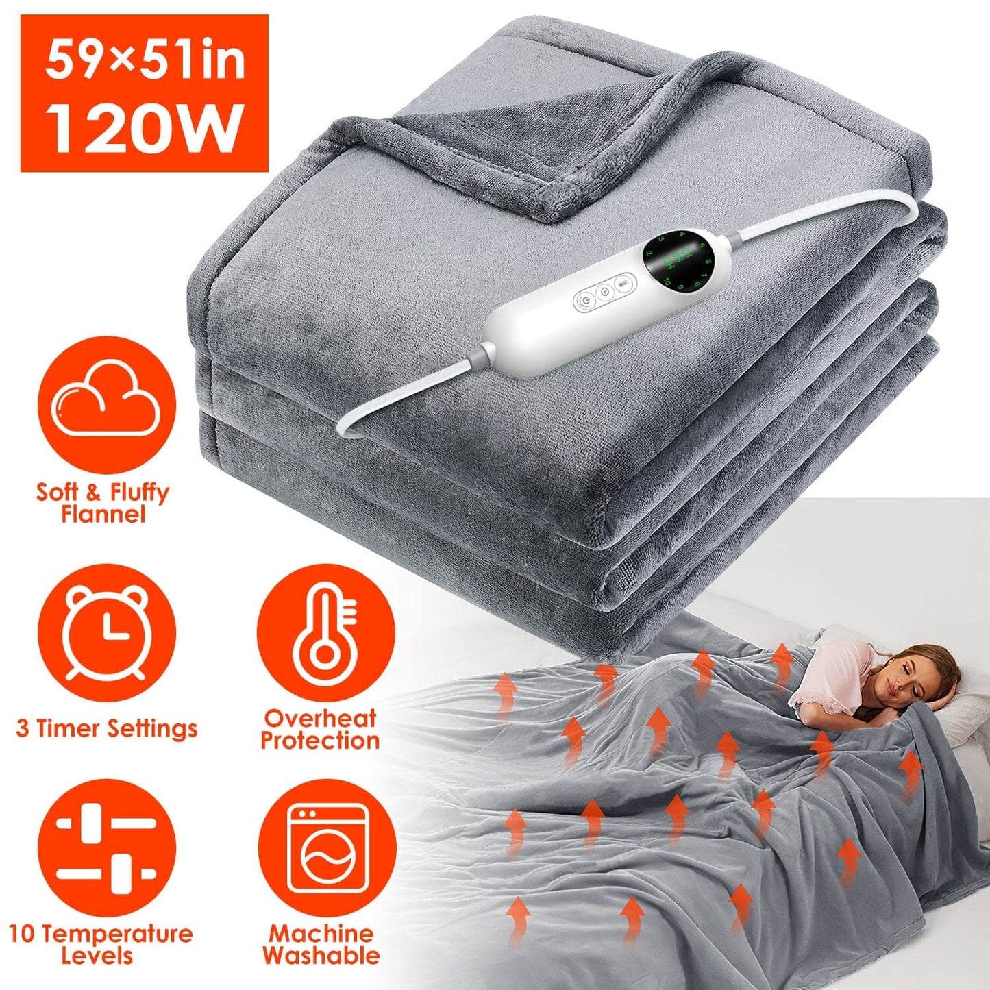 Rynx | Electric heated throw Flannel heated blanket