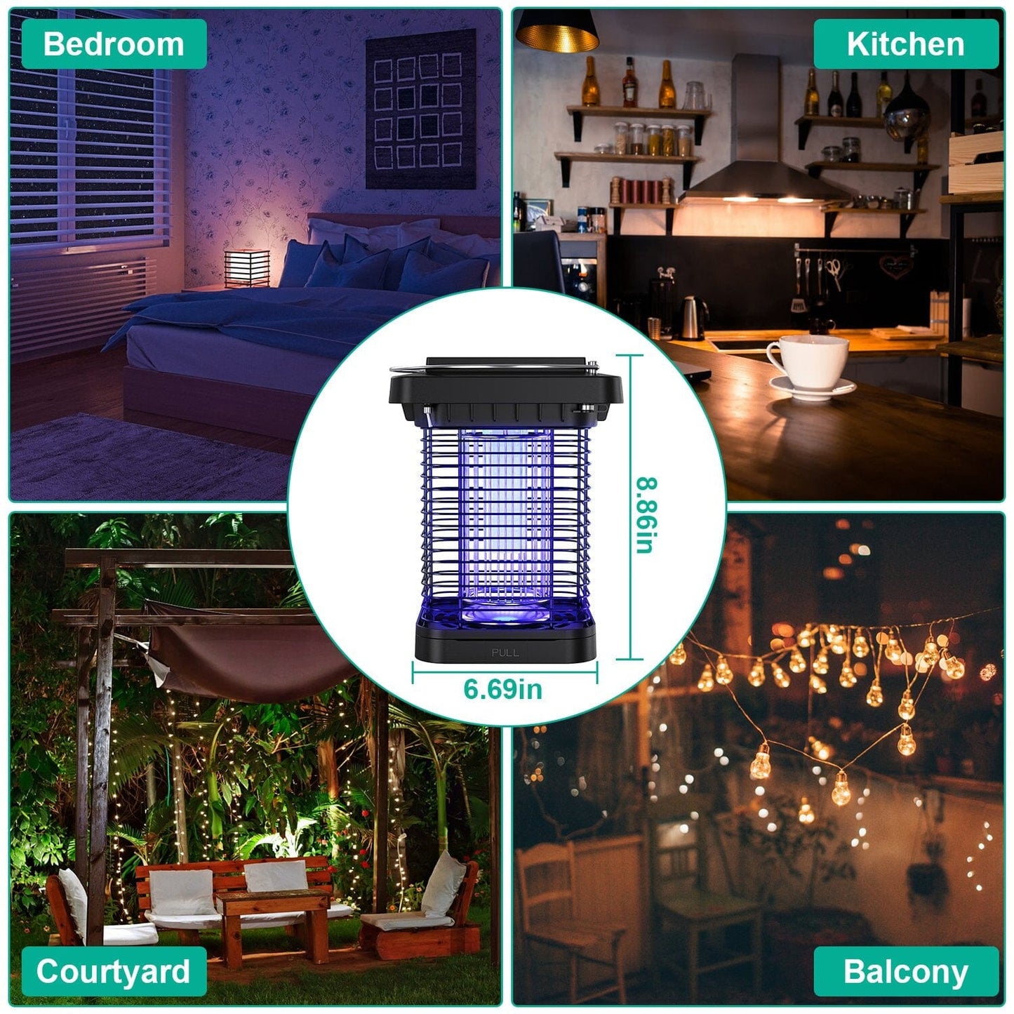Rynx | Electric solar-powered insect zapper lamp IP65 waterproof for indoor and outdoor