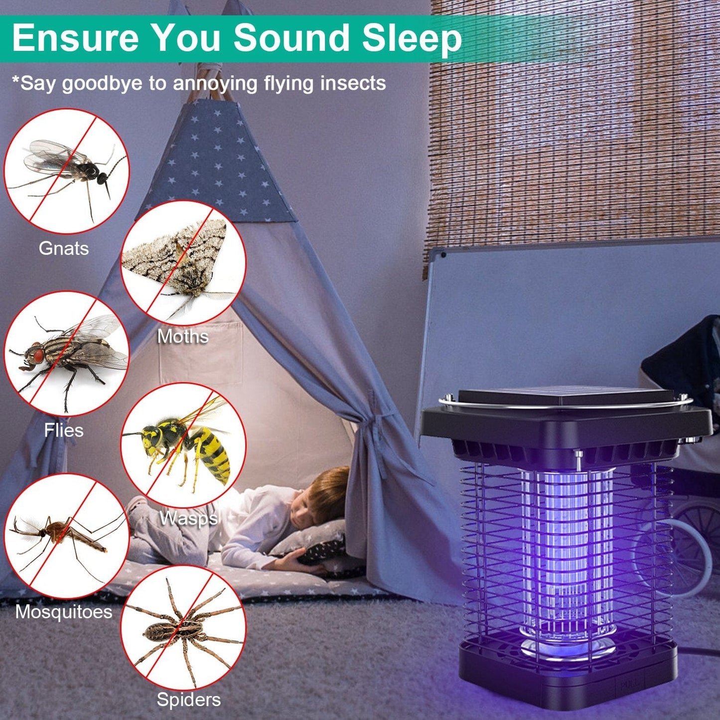 Rynx | Electric solar-powered insect zapper lamp IP65 waterproof for indoor and outdoor