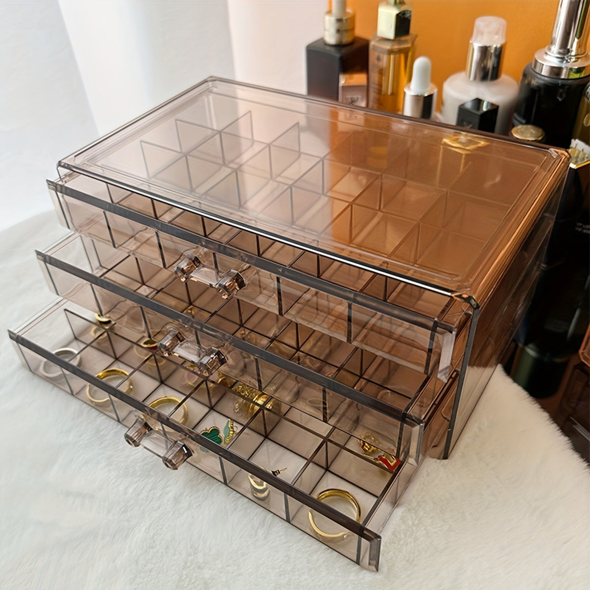 Rynx | 3-layer Large Jewelry Box – 72-compartment for Rings, Earrings, and Chains