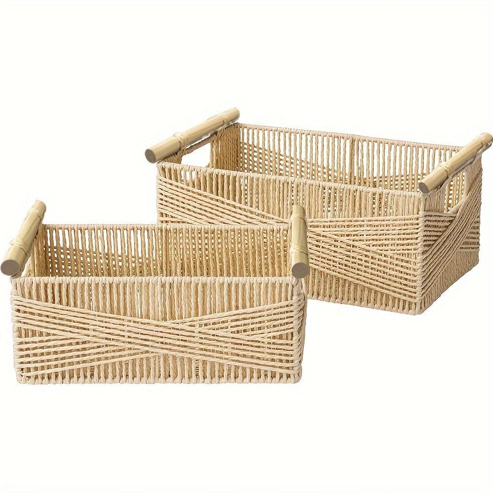 Rynx | Charming Oversized Rattan Storage Basket with Comfortable Handles - Stylish Open Organizer for Any Room