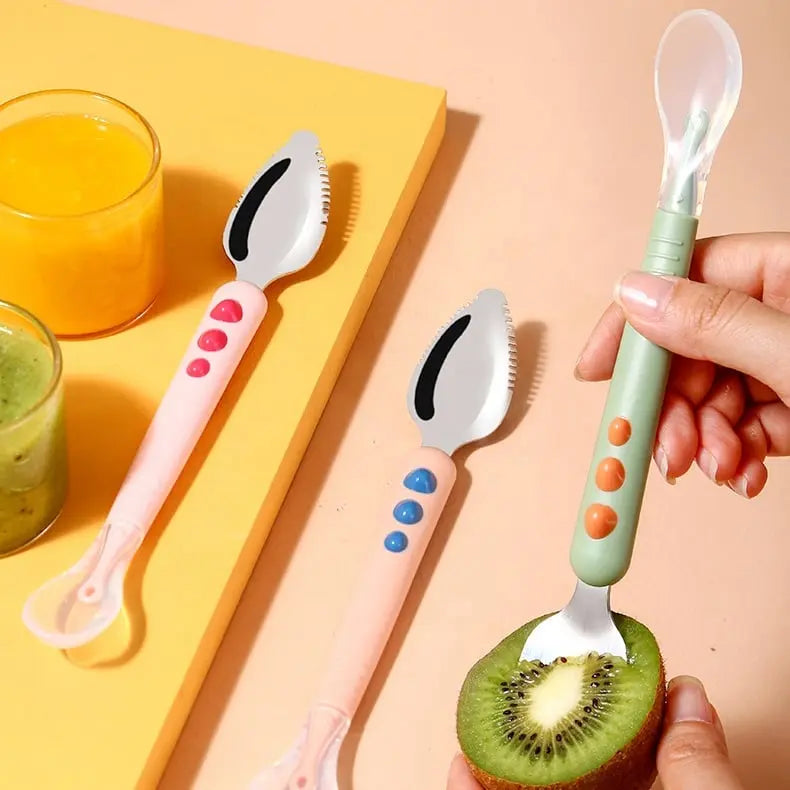 Rynx | Baby spoon with scraper — double-sided fruit preparation tool
