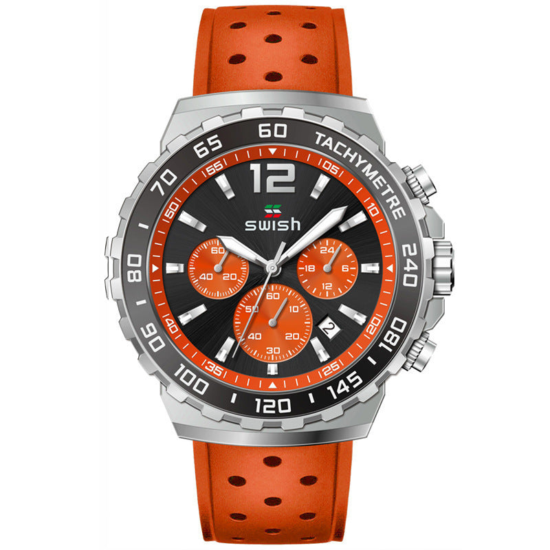 Rynx | Men’s Luminous Sports Breathable Hole Silicone Strap Six-pin Quartz Watch