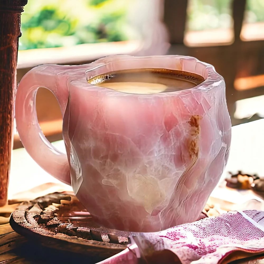 RYNX | Luxury Crystal Coffee Mug for Home Pink