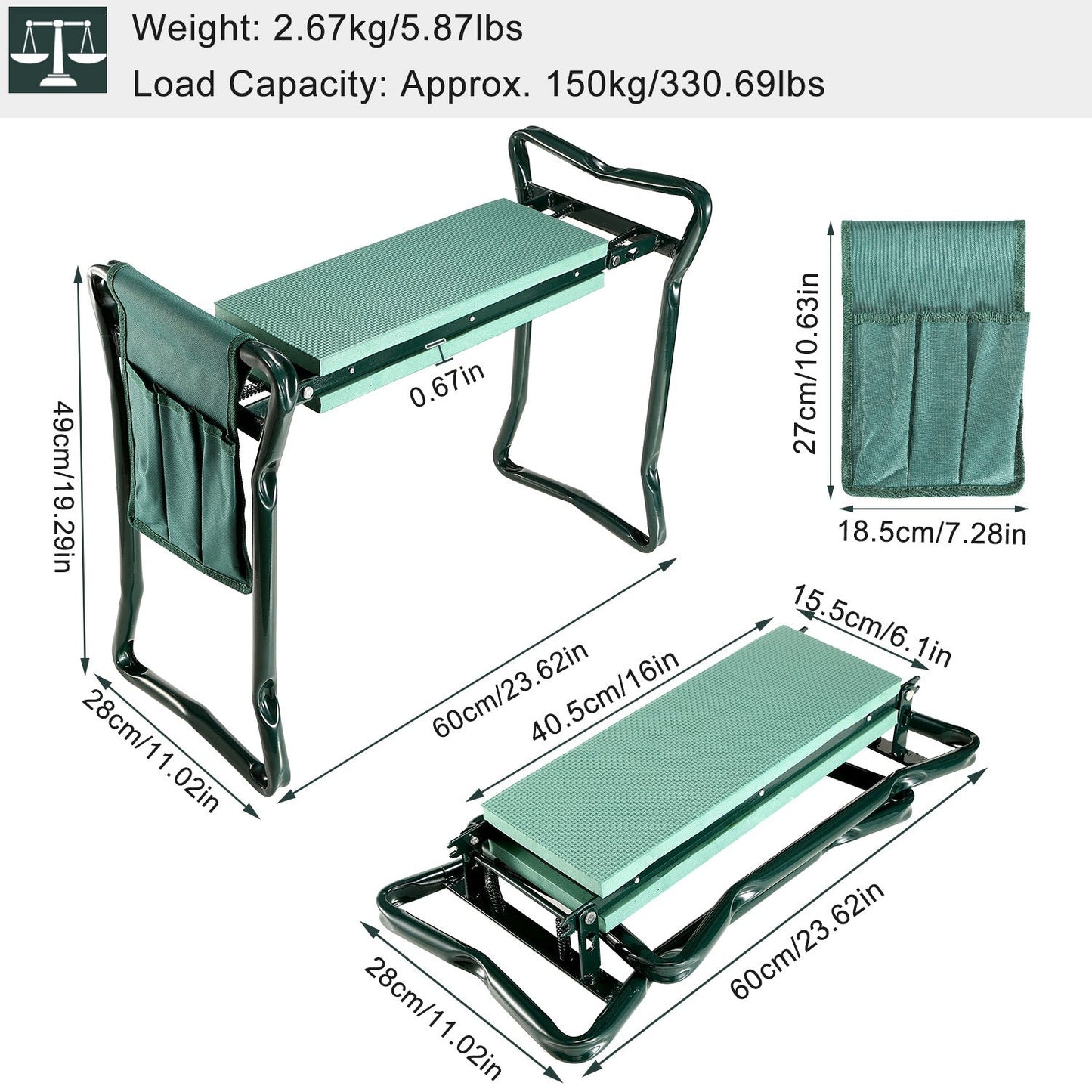 Rynx | Foldable Garden Kneeler Seat with Soft Cushion Pad for Kneeling