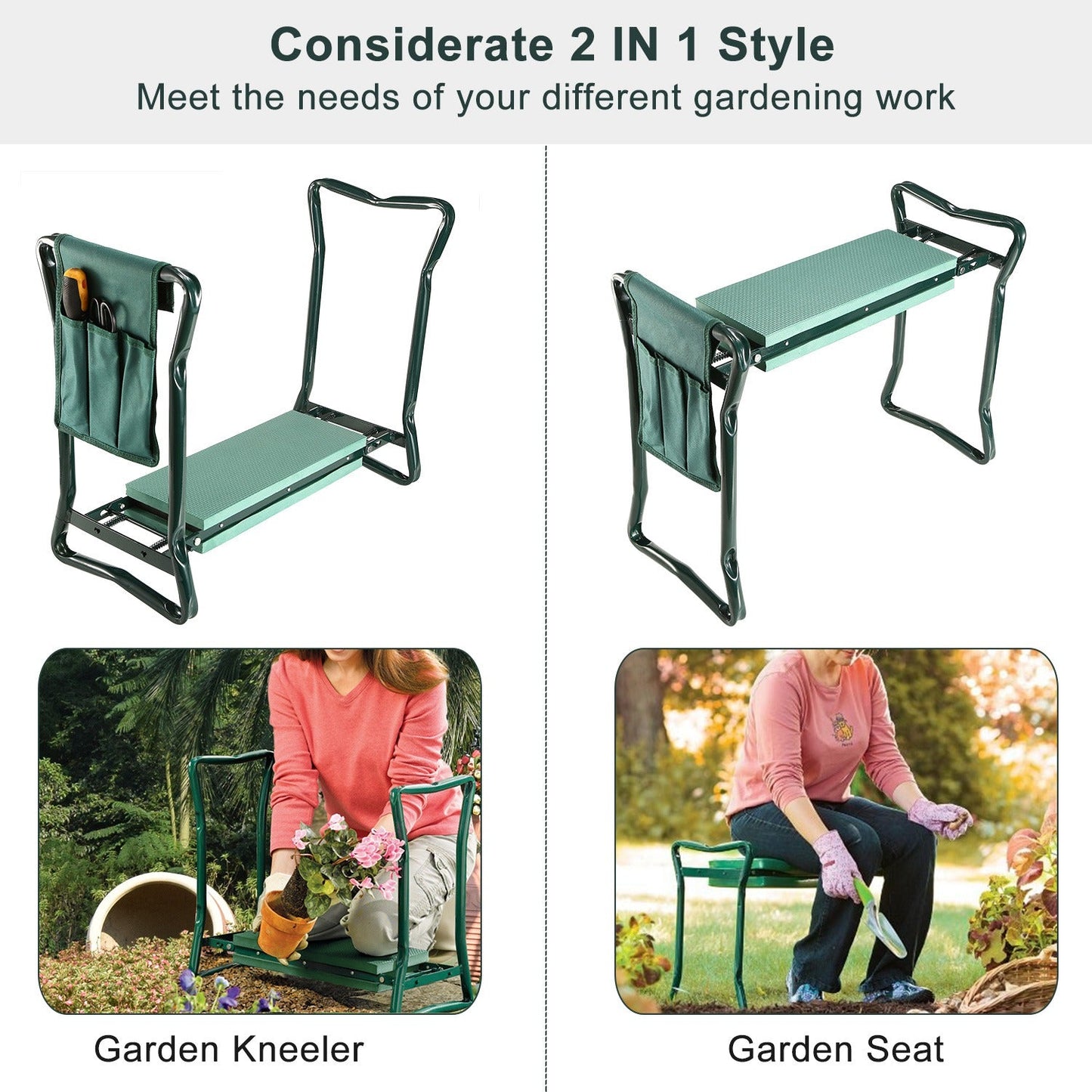 Rynx | Foldable Garden Kneeler Seat with Soft Cushion Pad for Kneeling