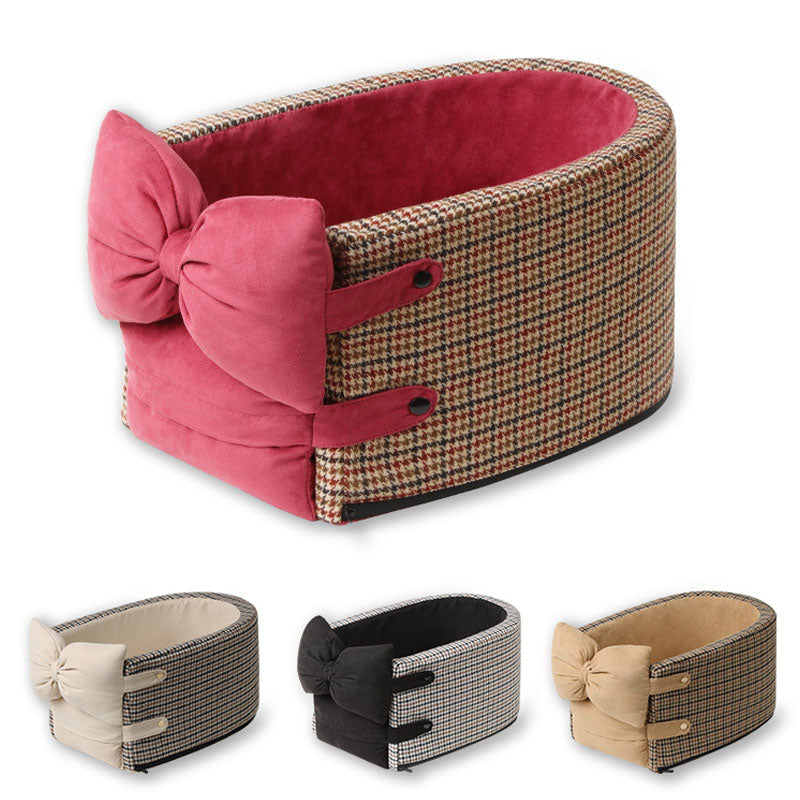 Rynx | Houndstooth Lookout Console Bow Pet Car Seat