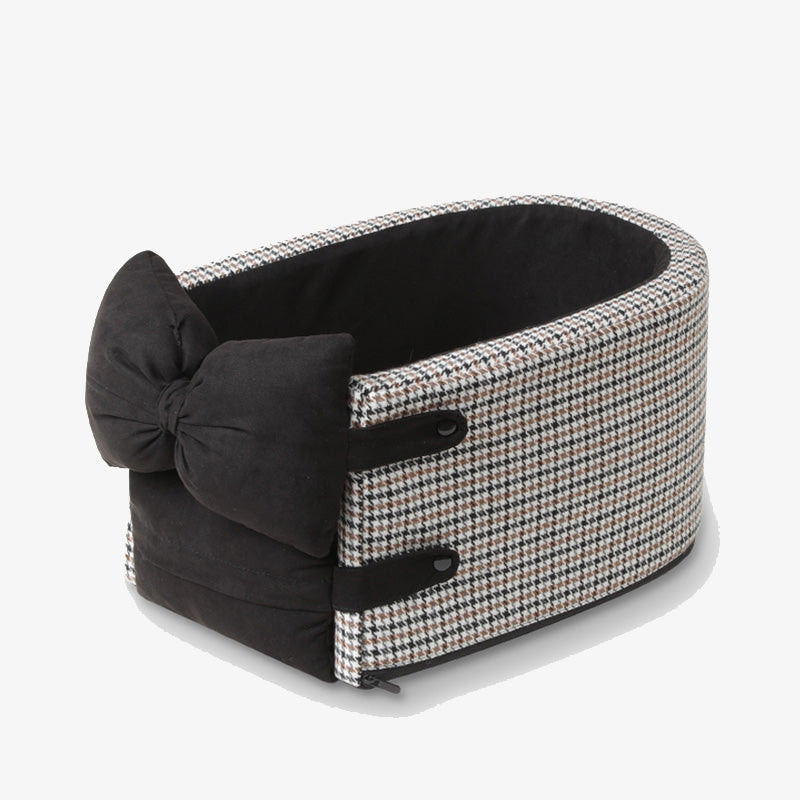 Rynx | Houndstooth Lookout Console Bow Pet Car Seat Classic Black