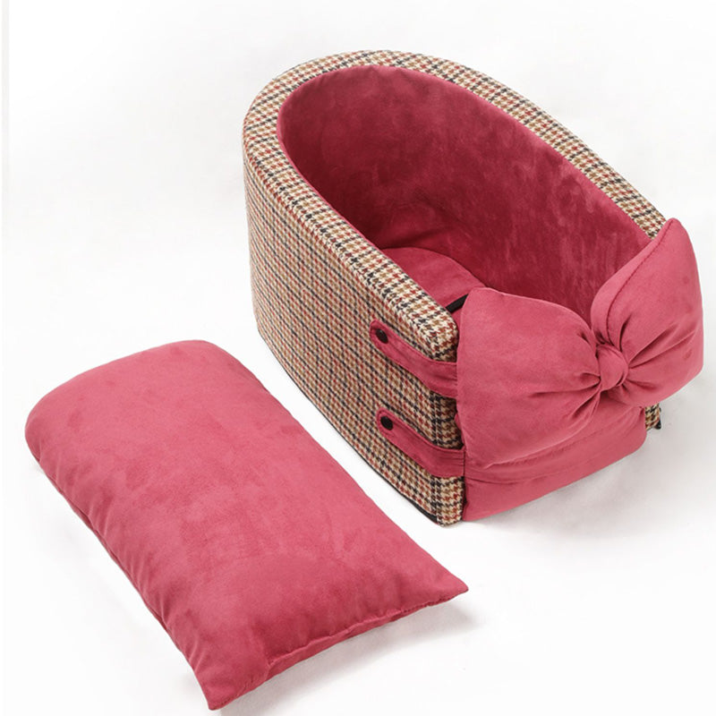 Rynx | Houndstooth Lookout Console Bow Pet Car Seat