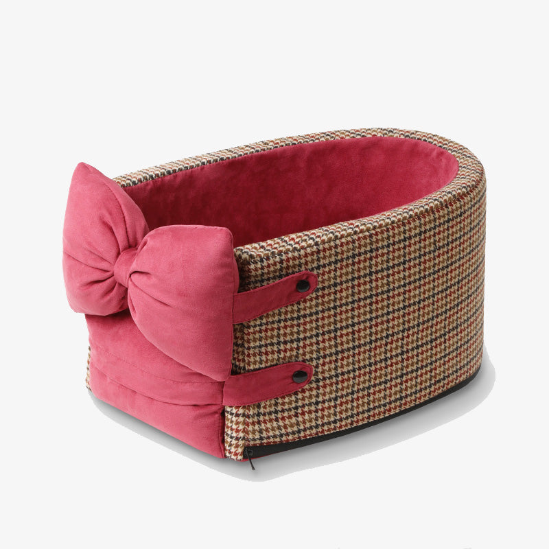 Rynx | Houndstooth Lookout Console Bow Pet Car Seat