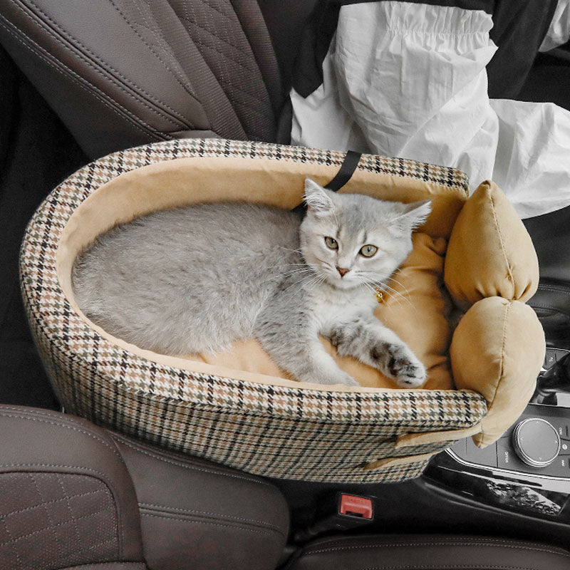 Rynx | Houndstooth Lookout Console Bow Pet Car Seat
