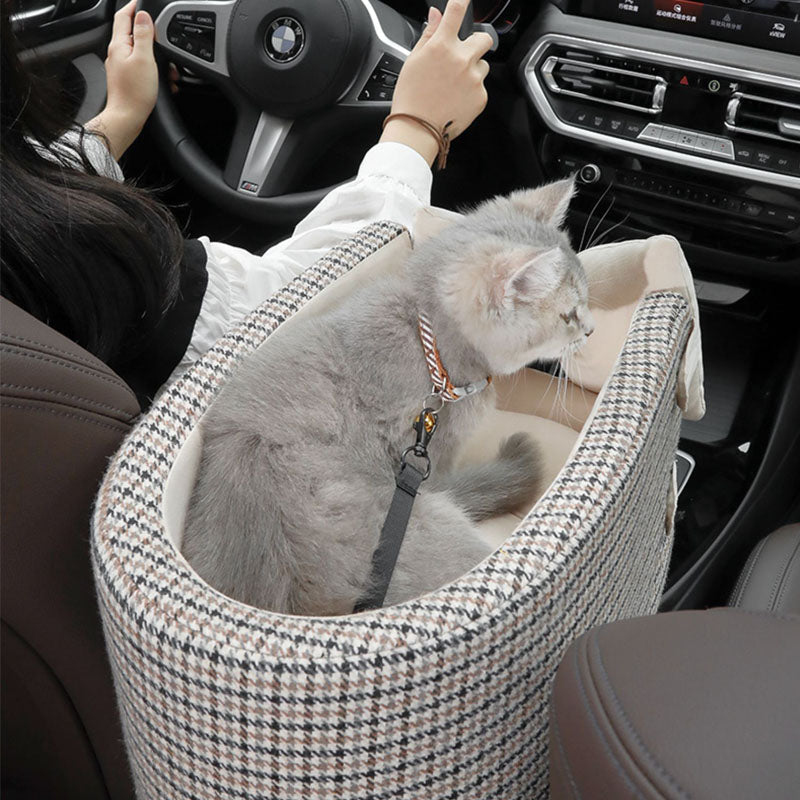 Rynx | Houndstooth Lookout Console Bow Pet Car Seat
