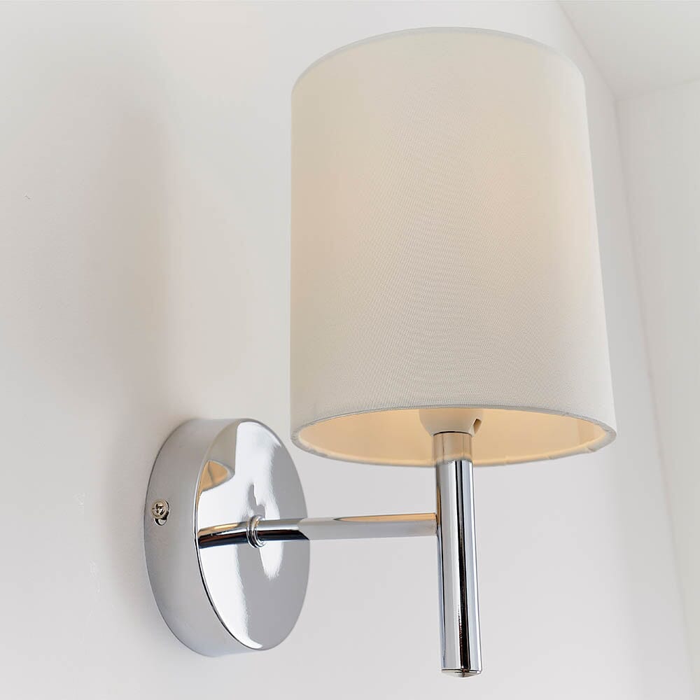 Rynx | Hadleigh Silver Wall Lamp with Cream Silk Imitation Shade