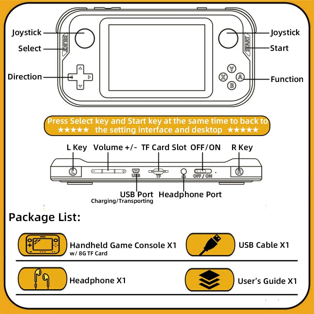 Rynx | Handheld Game Console 3.5 inch Mini Retro Game Player