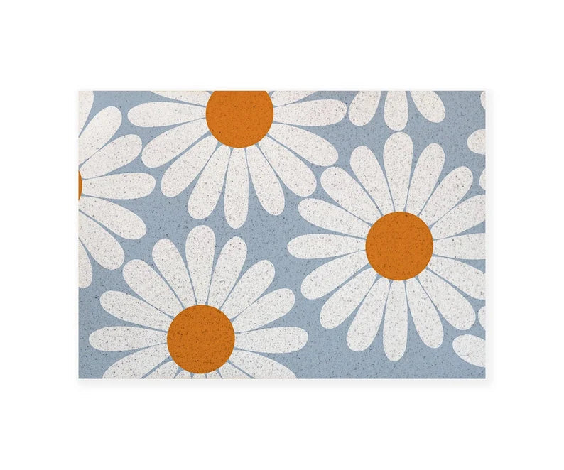 Rynx | White Daisy Entrance Doormat, Country House Style Flower Terrace Welcome Mat, Non-Slip PVC Coil Outdoor Mats, Front Mat for Home, Washable Entrance Mat