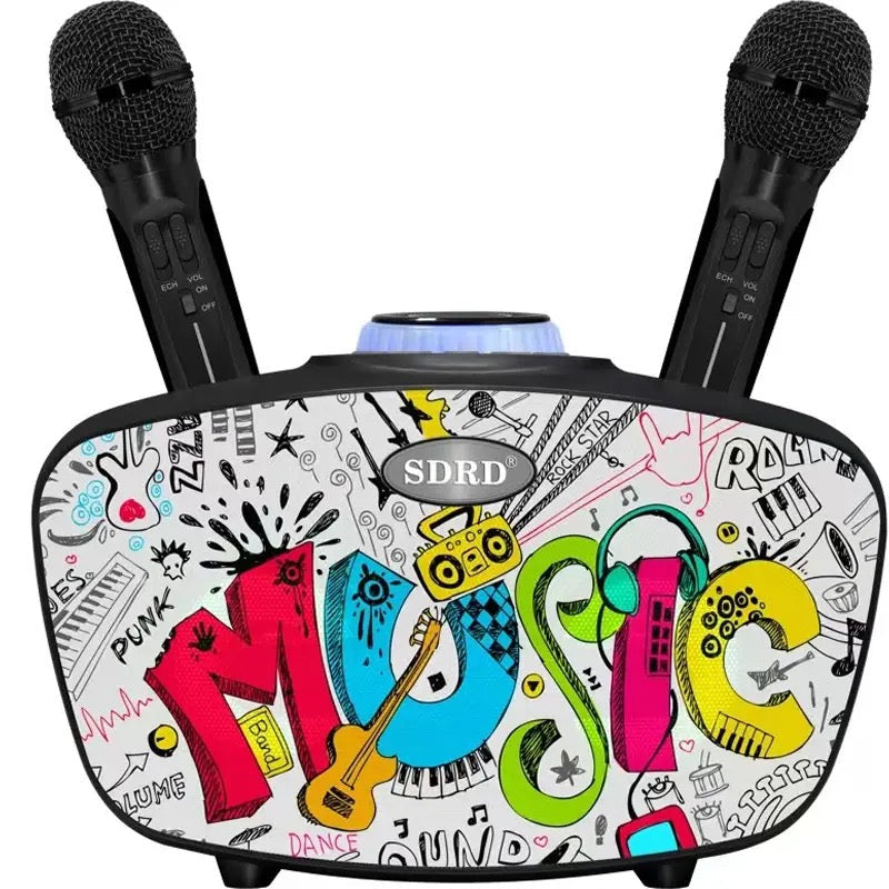 Rynx | Home Theater Portable Bluetooth Speaker KTV with Dual Wireless Microphones Personalized Graffiti Subwoofer Support TF Card