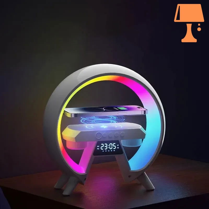 Rynx | LumiNova Futuristic LED Lamp – Wireless Charging & Digital Clock