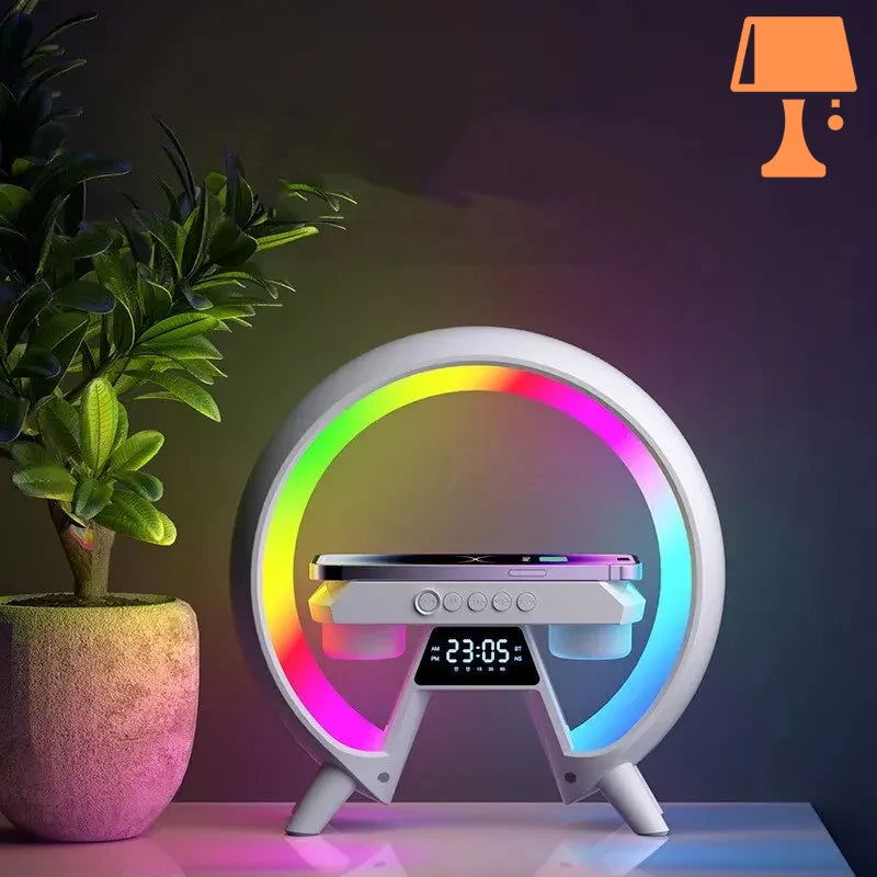 Rynx | LumiNova Futuristic LED Lamp – Wireless Charging & Digital Clock
