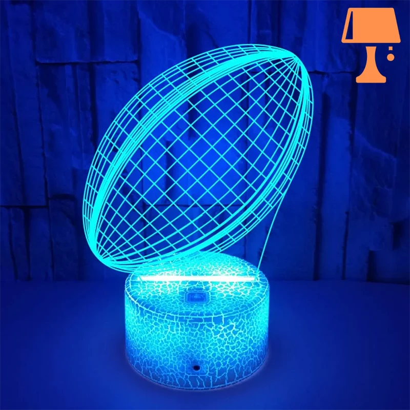 Rynx | RugbyGlow – Dynamic 3D Illusion Rugby Ball Lamp with Remote Controlled Colors