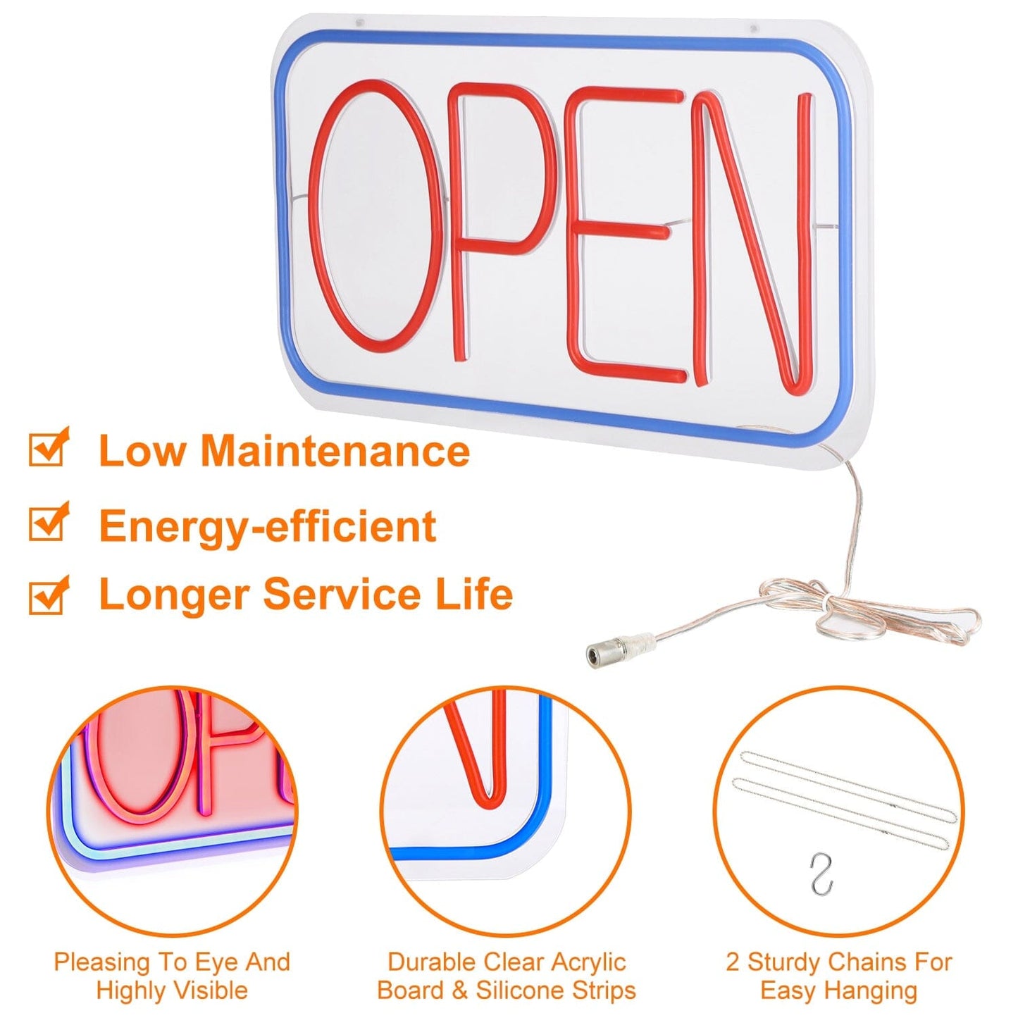 Rynx | LED Open Sign Advertising Table with 11 Levels Adjustable Brightness