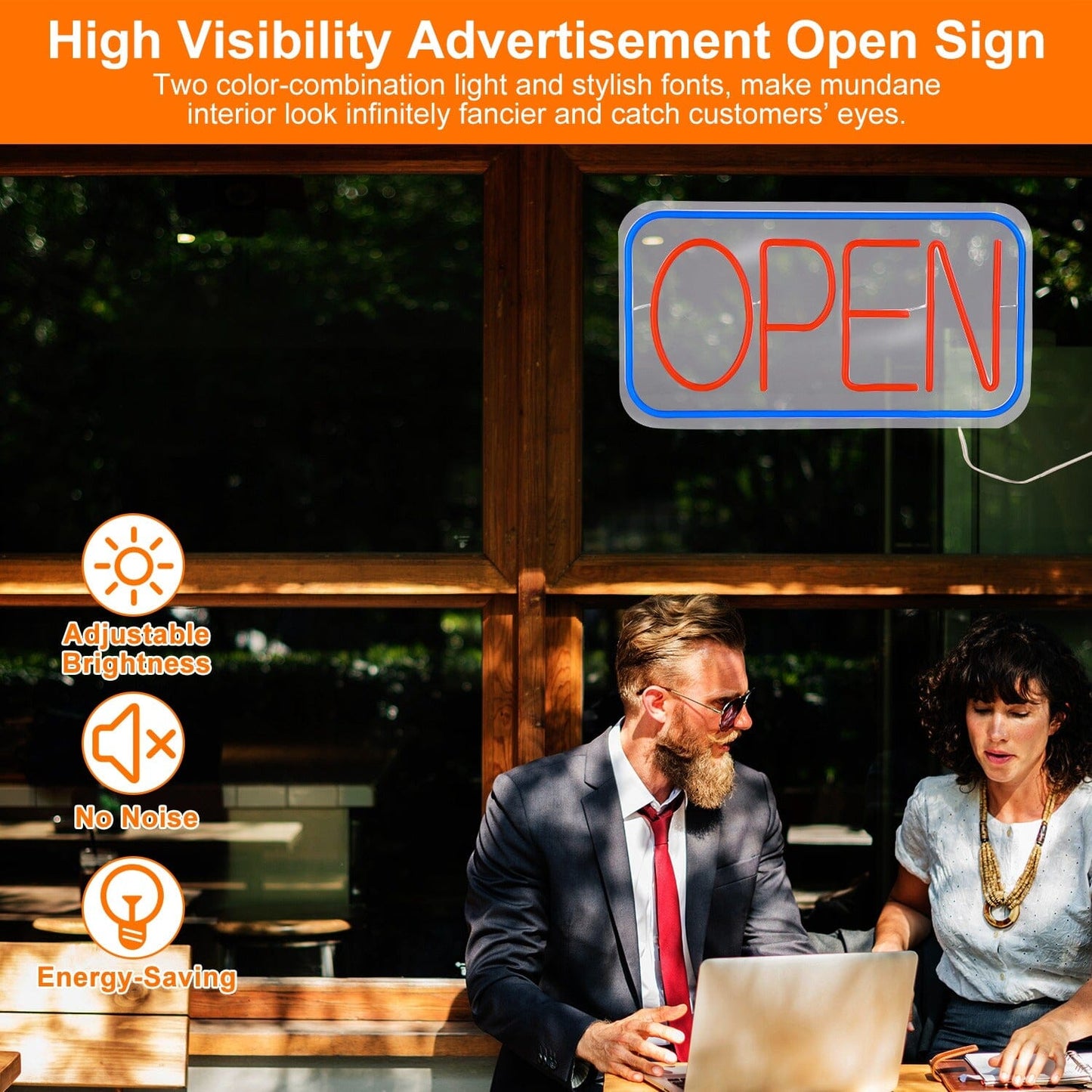 Rynx | LED Open Sign Advertising Table with 11 Levels Adjustable Brightness
