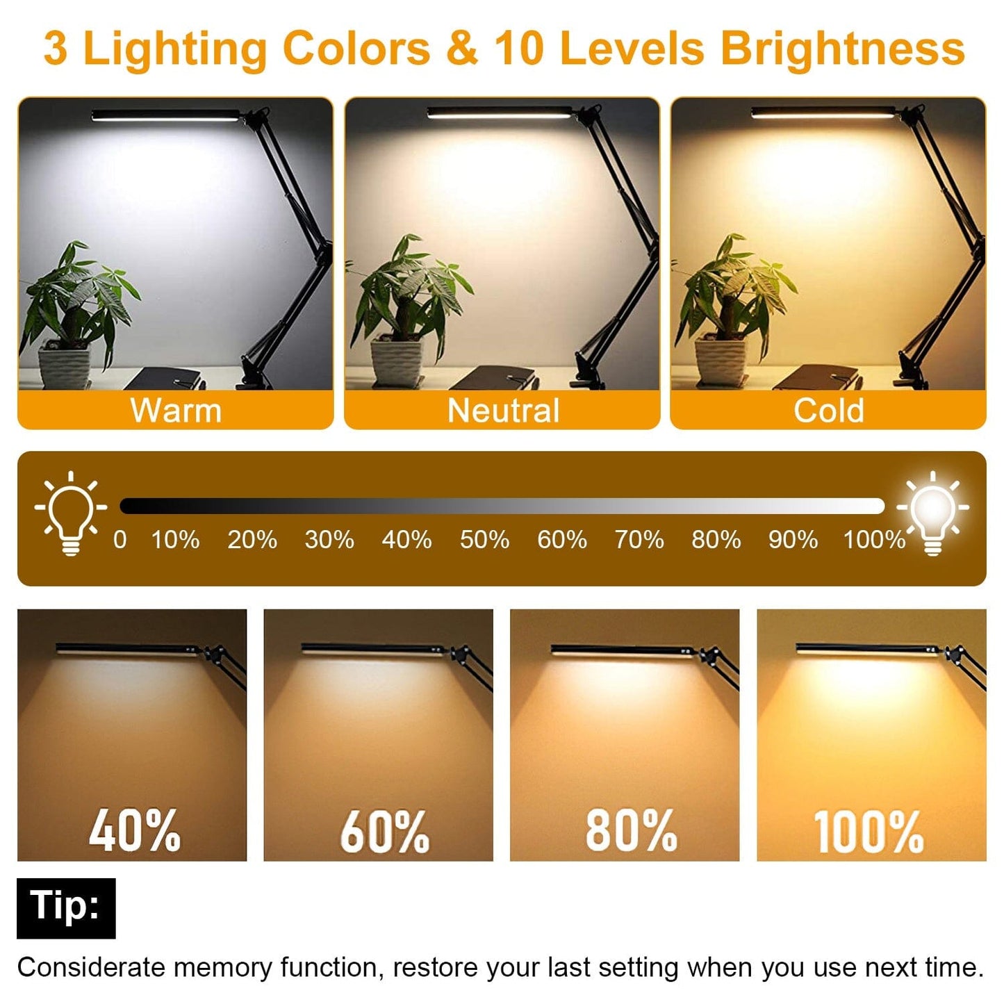 Rynx | LED Reading Lamp with Clamp Adjustable Swing Arm