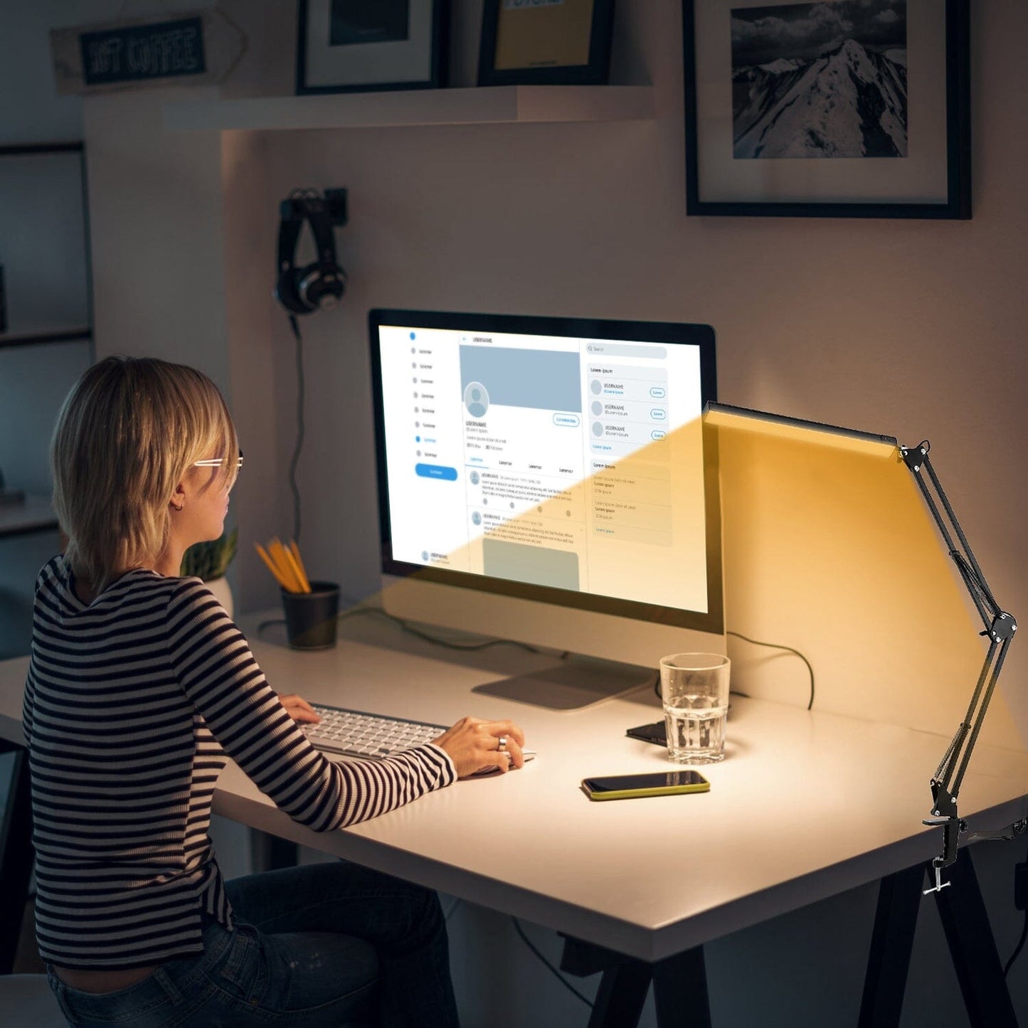 Rynx | LED Reading Lamp with Clamp Adjustable Swing Arm