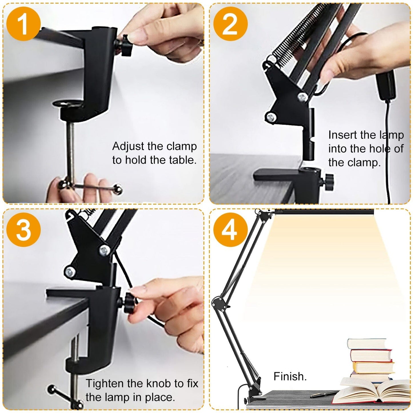 Rynx | LED Reading Lamp with Clamp Adjustable Swing Arm