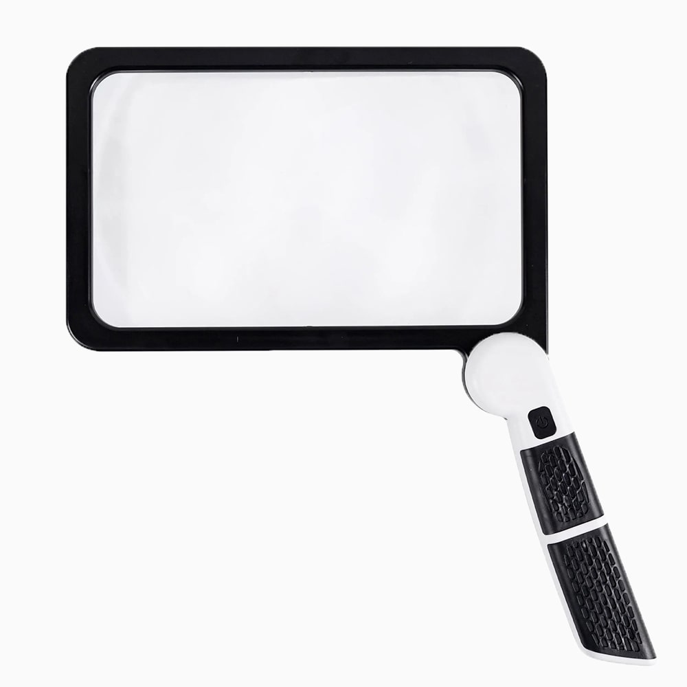 Rynx | Full-Sided Handheld Magnifying Glass – 5X Magnification, LED Illuminated Magnifier with 3 Modes, Ideal for Reading Books and for Seniors