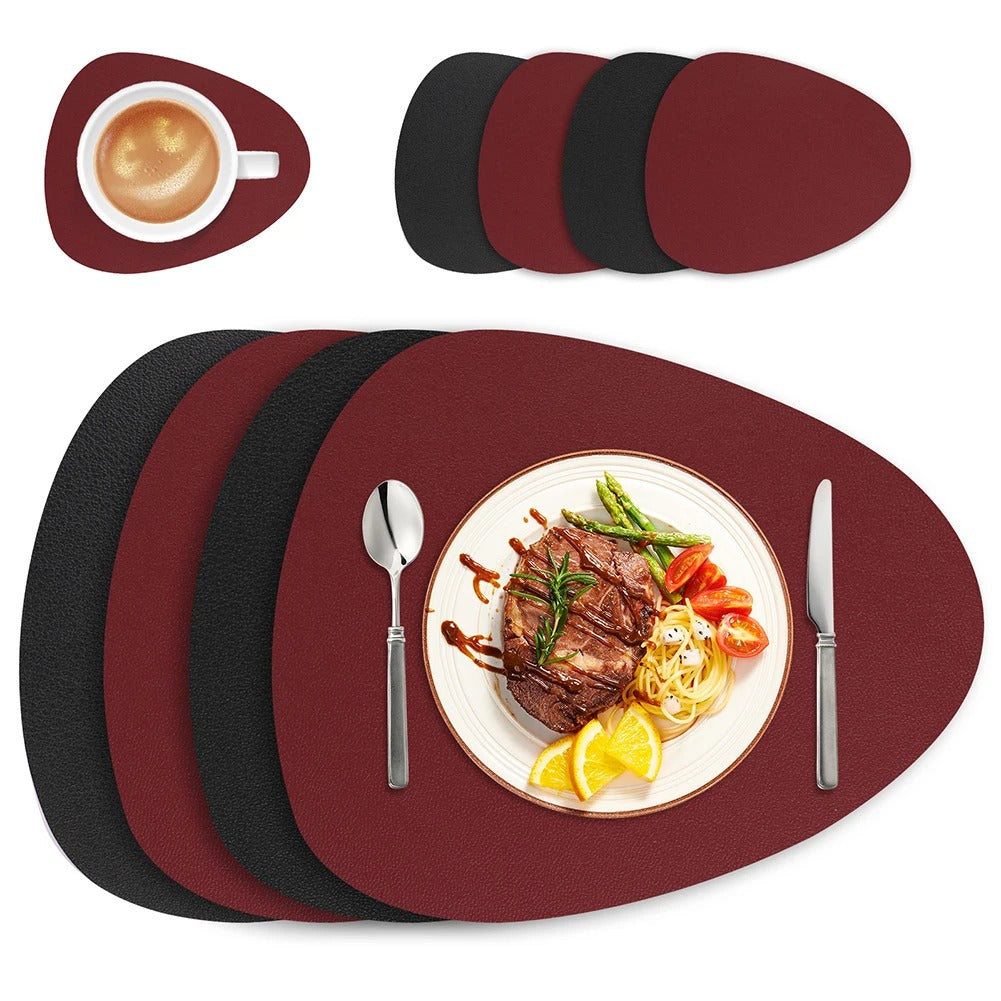 Rynx | Organic Leather Mat Set - Waterproof & Oil Resistant Red-Black