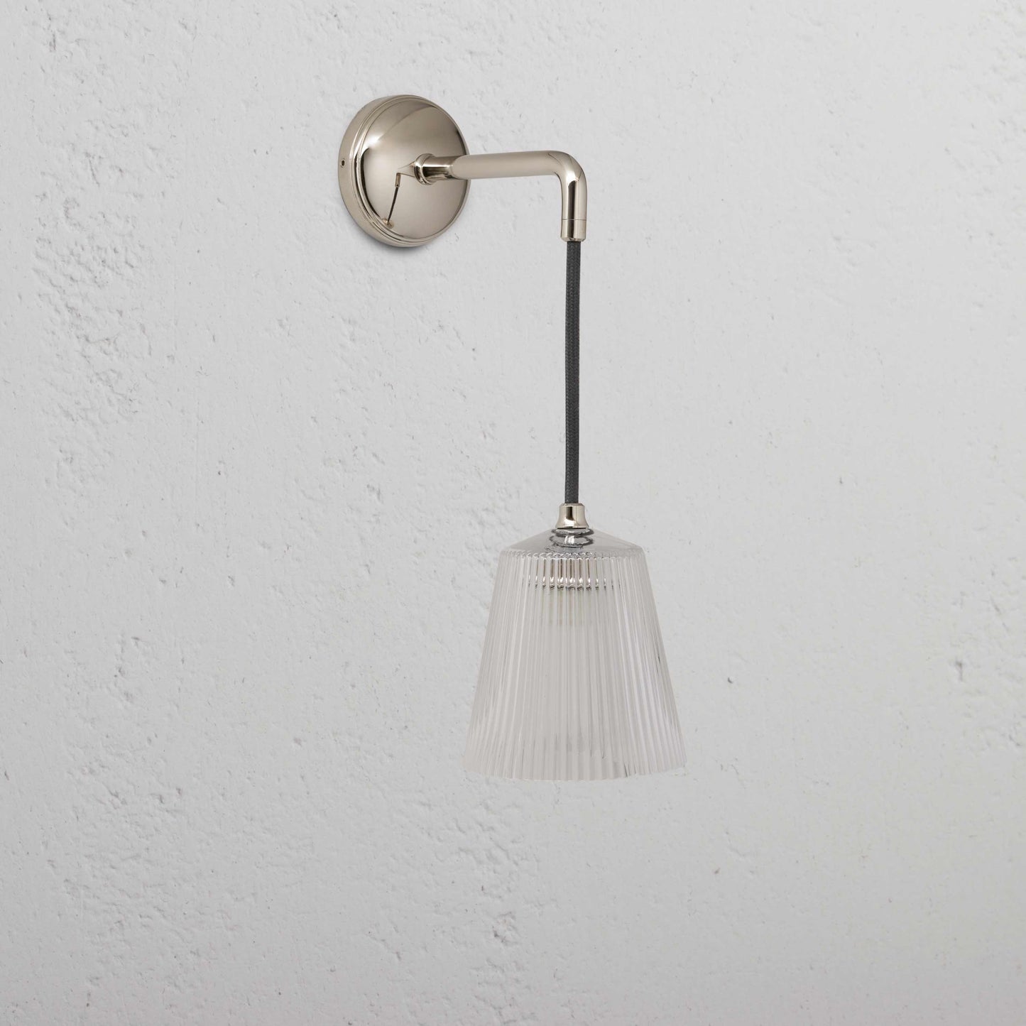 Rynx | Richmond Small Hanging Wall Light Ribbed Glass - Polished Nickel