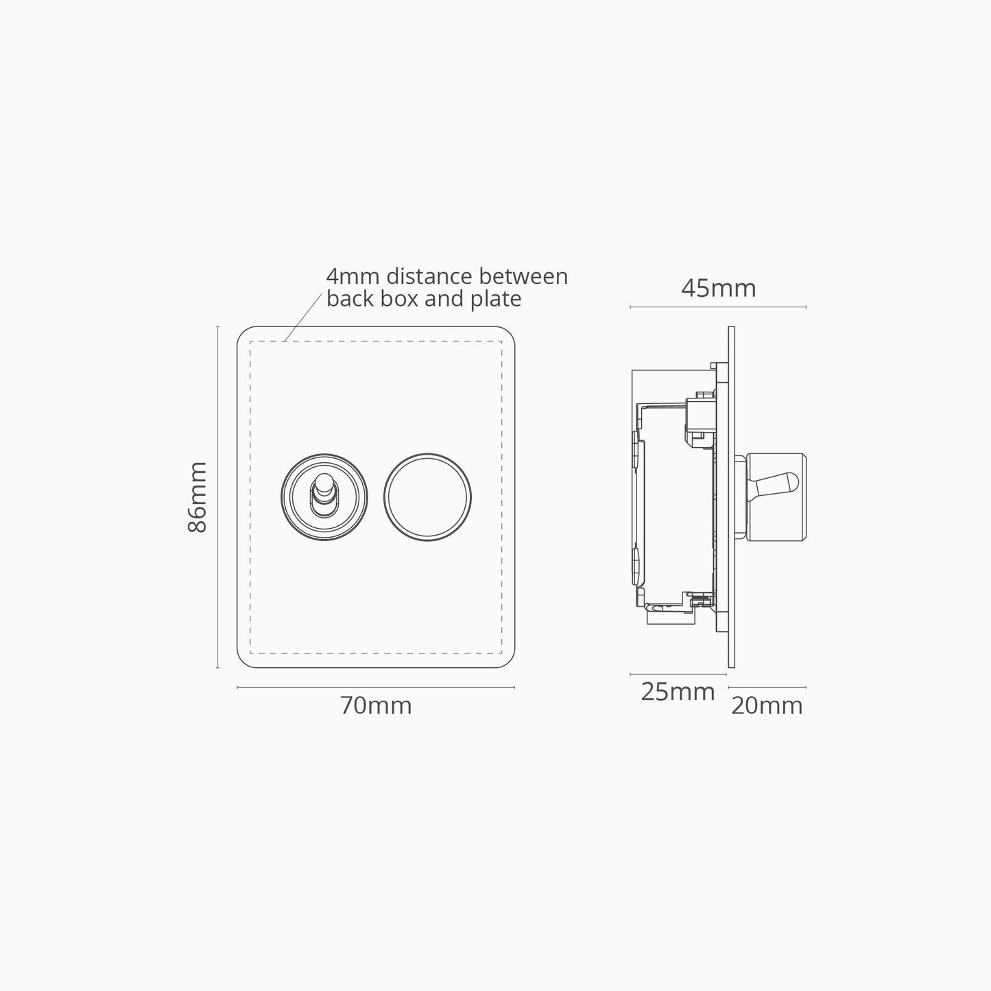 Rynx | 2G Mixed Slimline Switch 1T1D - Matt Polished Nickel