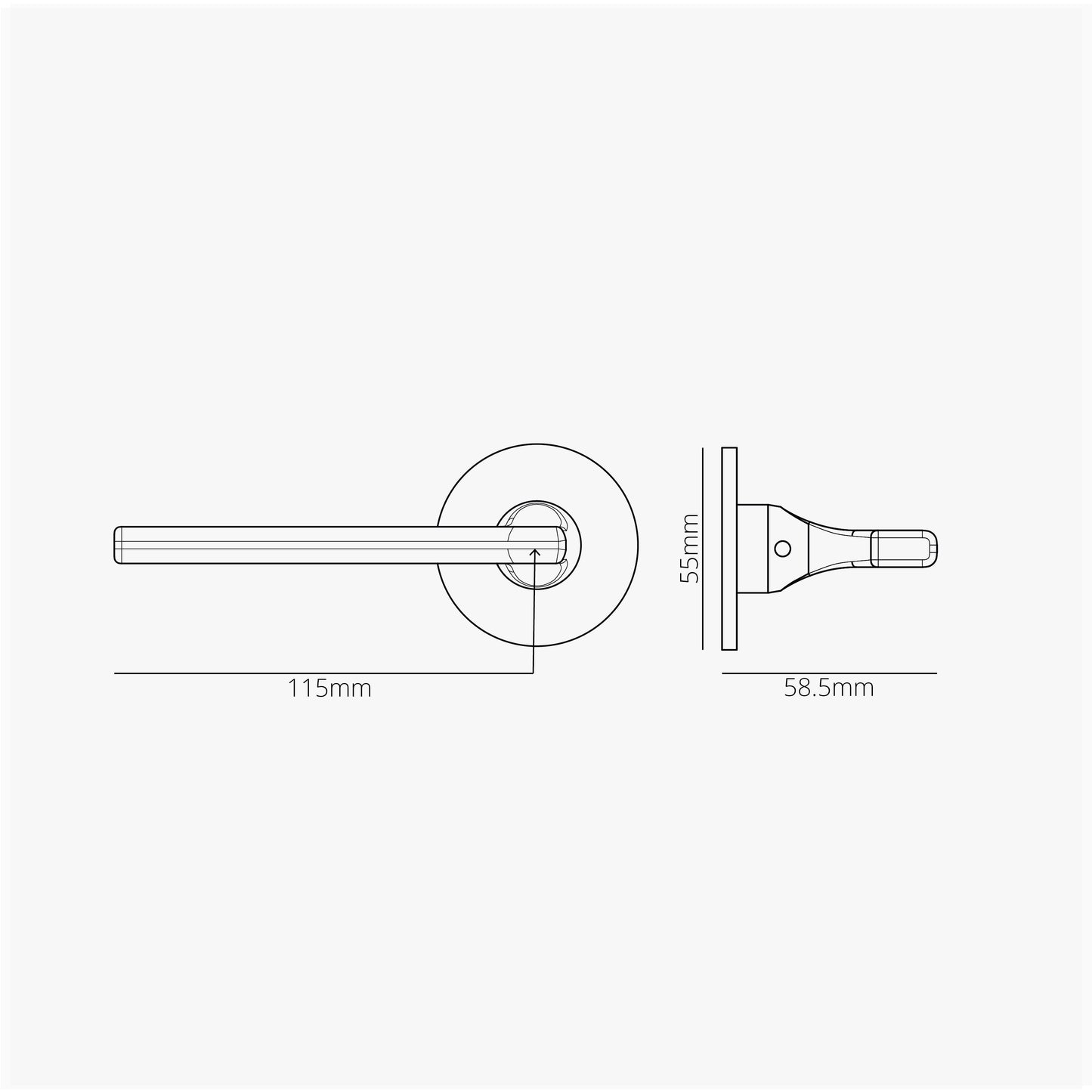 Rynx | Clayton Flush Rose Spring Door Handle - Antique Brass
