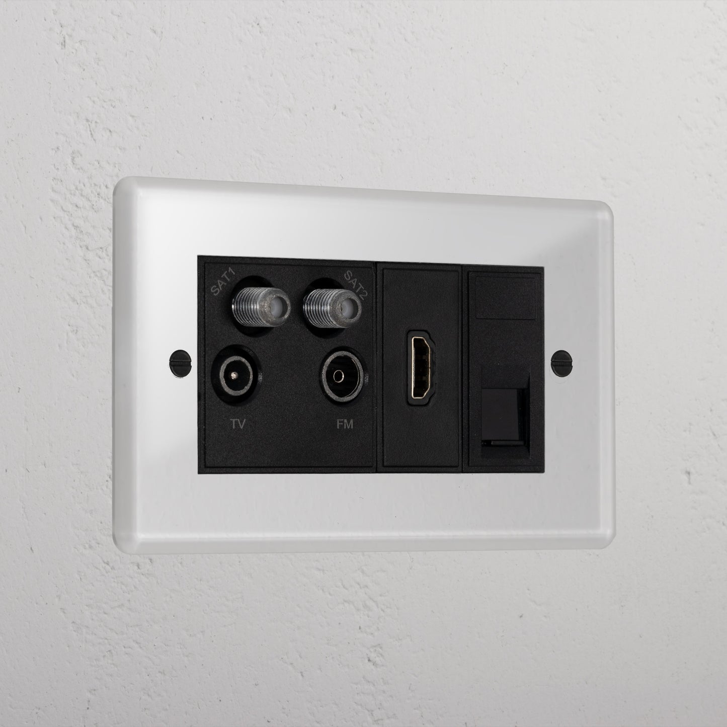 Rynx | TV antenna + HDMI + CAT6 connector - Clear black