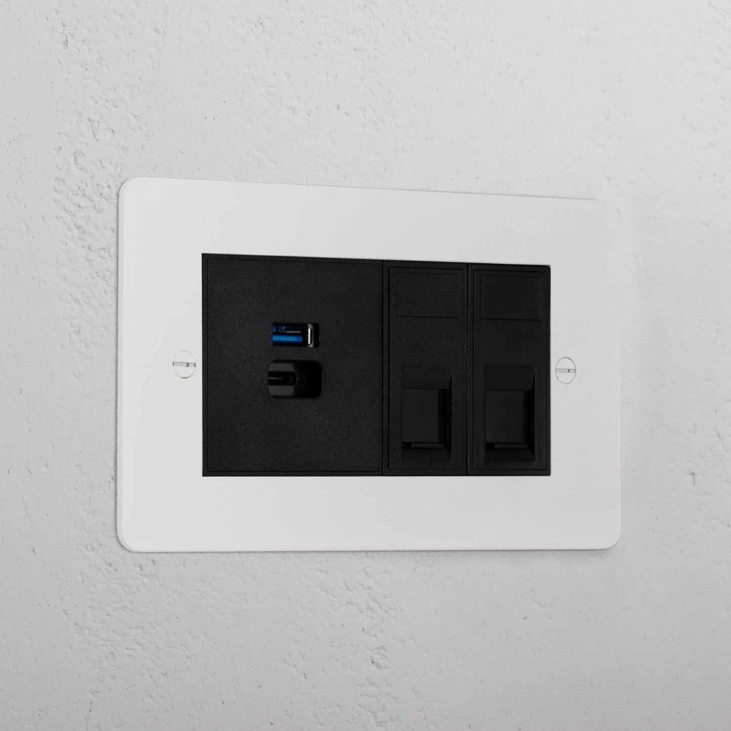 Rynx | 2x CAT 6 + USB A+C Fast charging outlet - Malbar Black