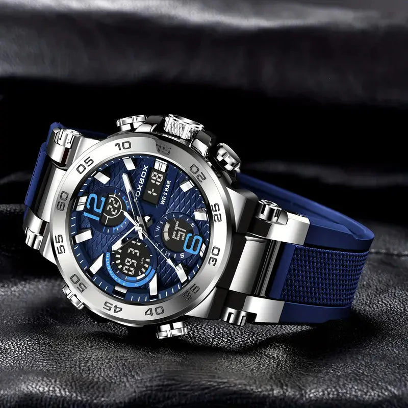 Rynx | Men's Waterproof Dual Display Digital Quartz Watch