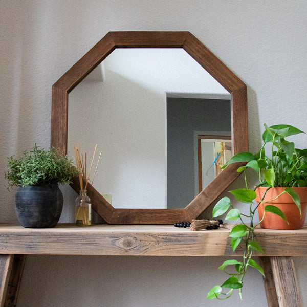 Rynx | Octagonal wooden frame mirror