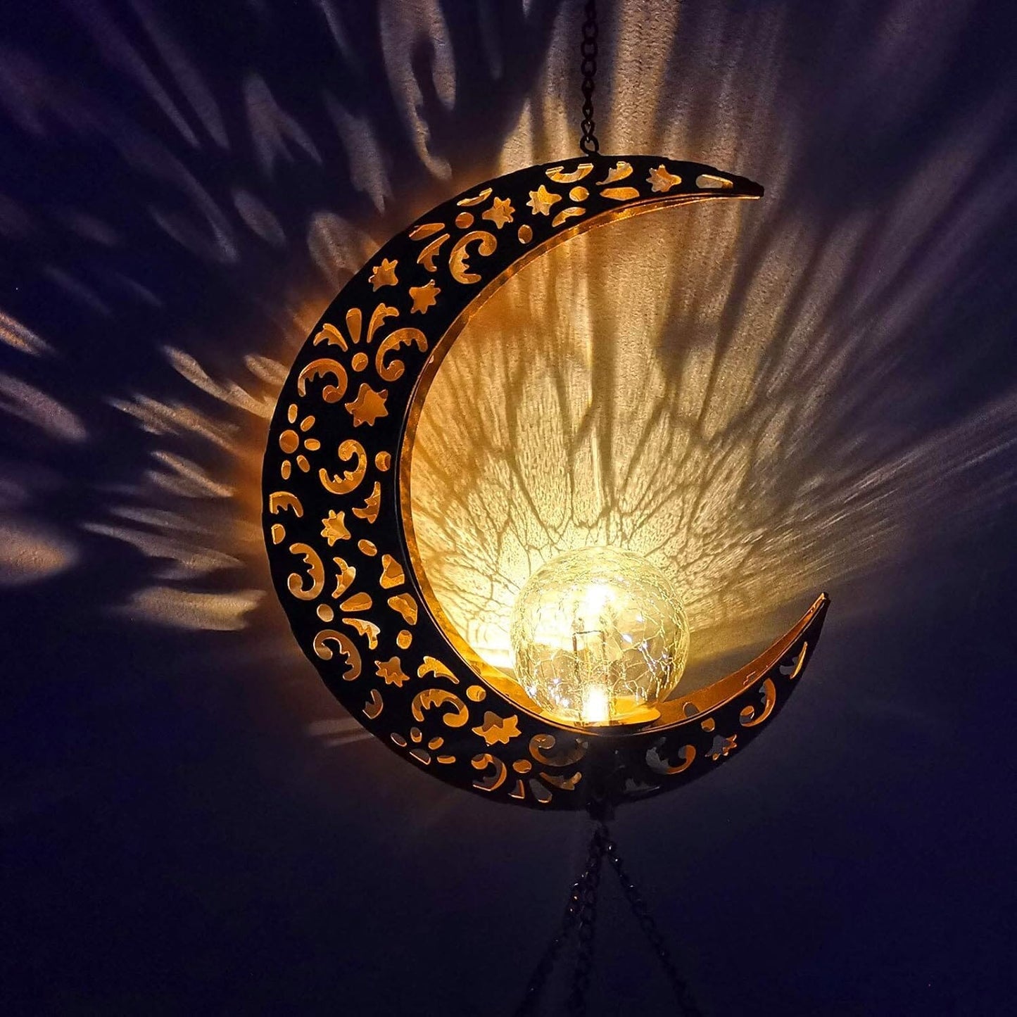 Rynx | Moon Crackle Glass Ball Wind Chimes Solar Wind Chimes