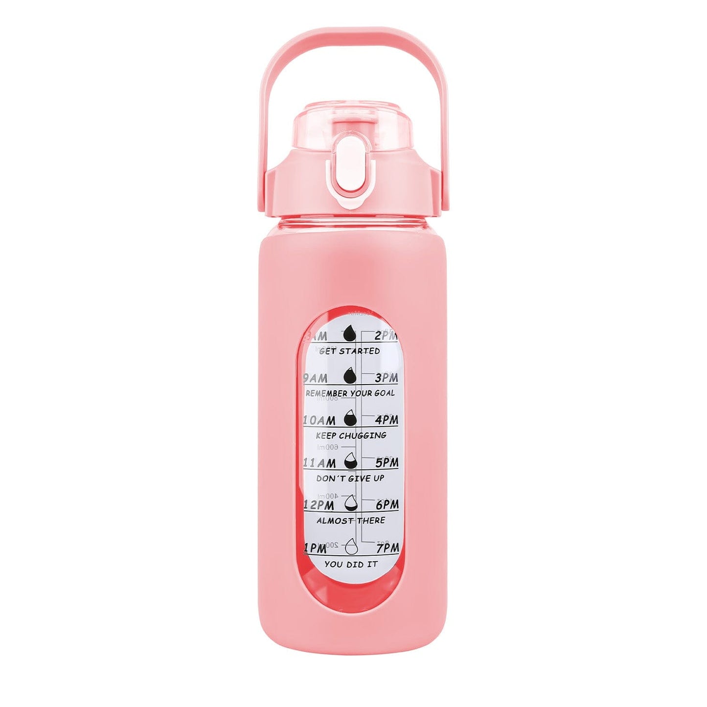 Rynx | Motivational Water Bottle Intake Tracker with Straw Time Marker Silicone Handle
