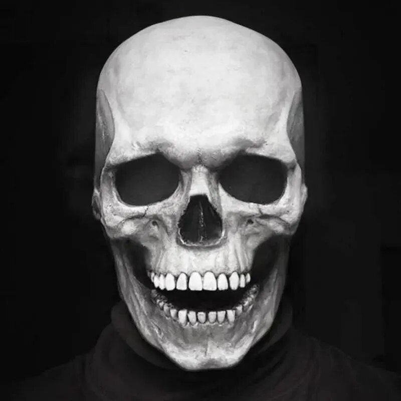 RYNX | Movable Jaw, Realistic Skull Mask For The Whole Head – Human Skeleton Mask For Halloween Parties White