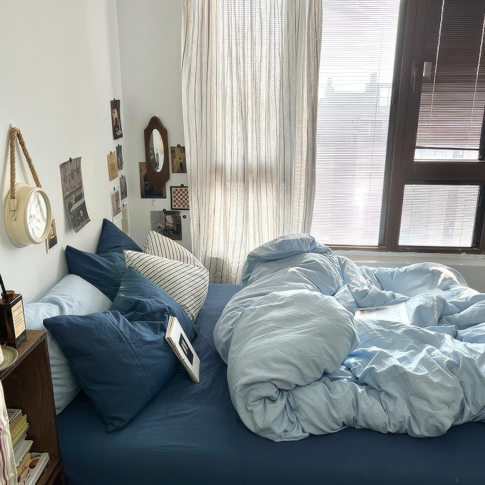 Rynx | Ocean-themed Blue Tones Cotton Bedding Set