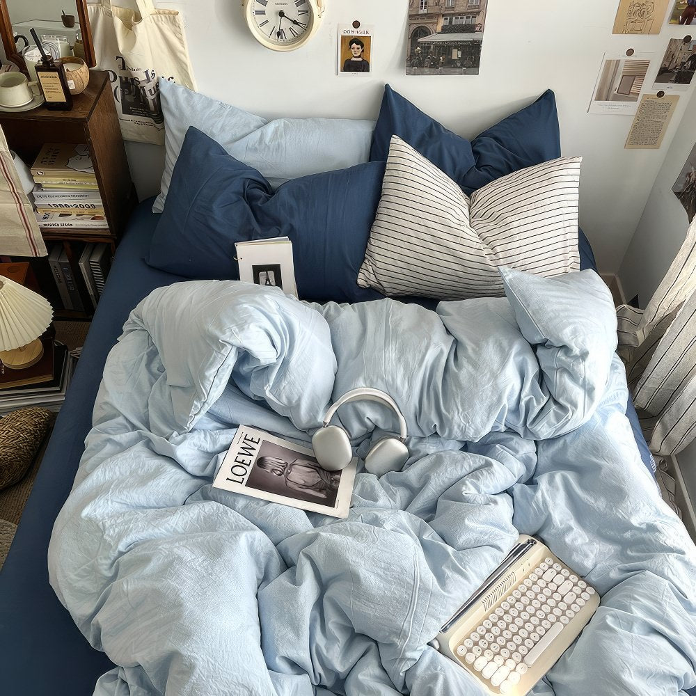 Rynx | Ocean-themed Blue Tones Cotton Bedding Set