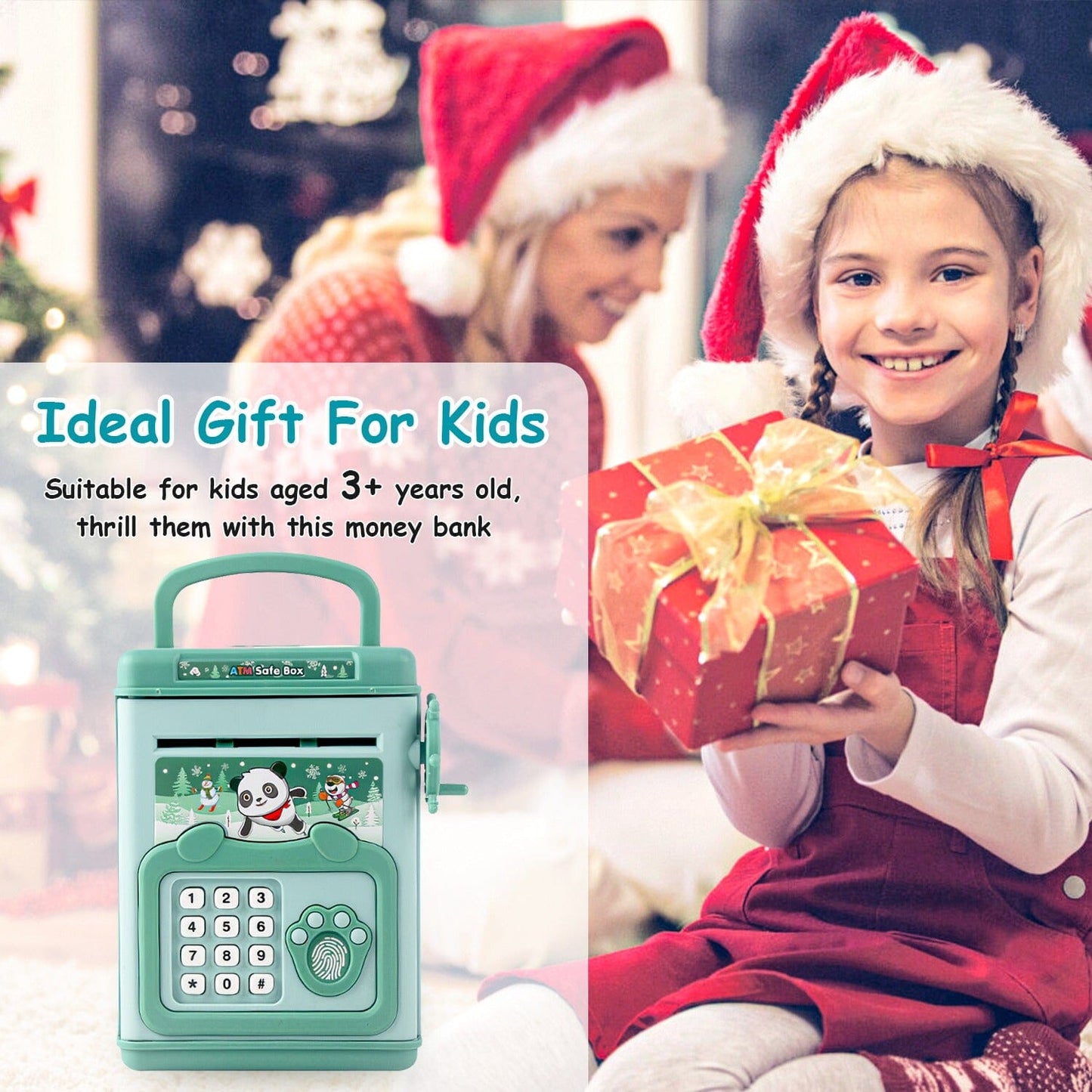 Rynx | Piggy Bank Play Money Box with Password, Fingerprint Voice Signal for 3+ Years Gold