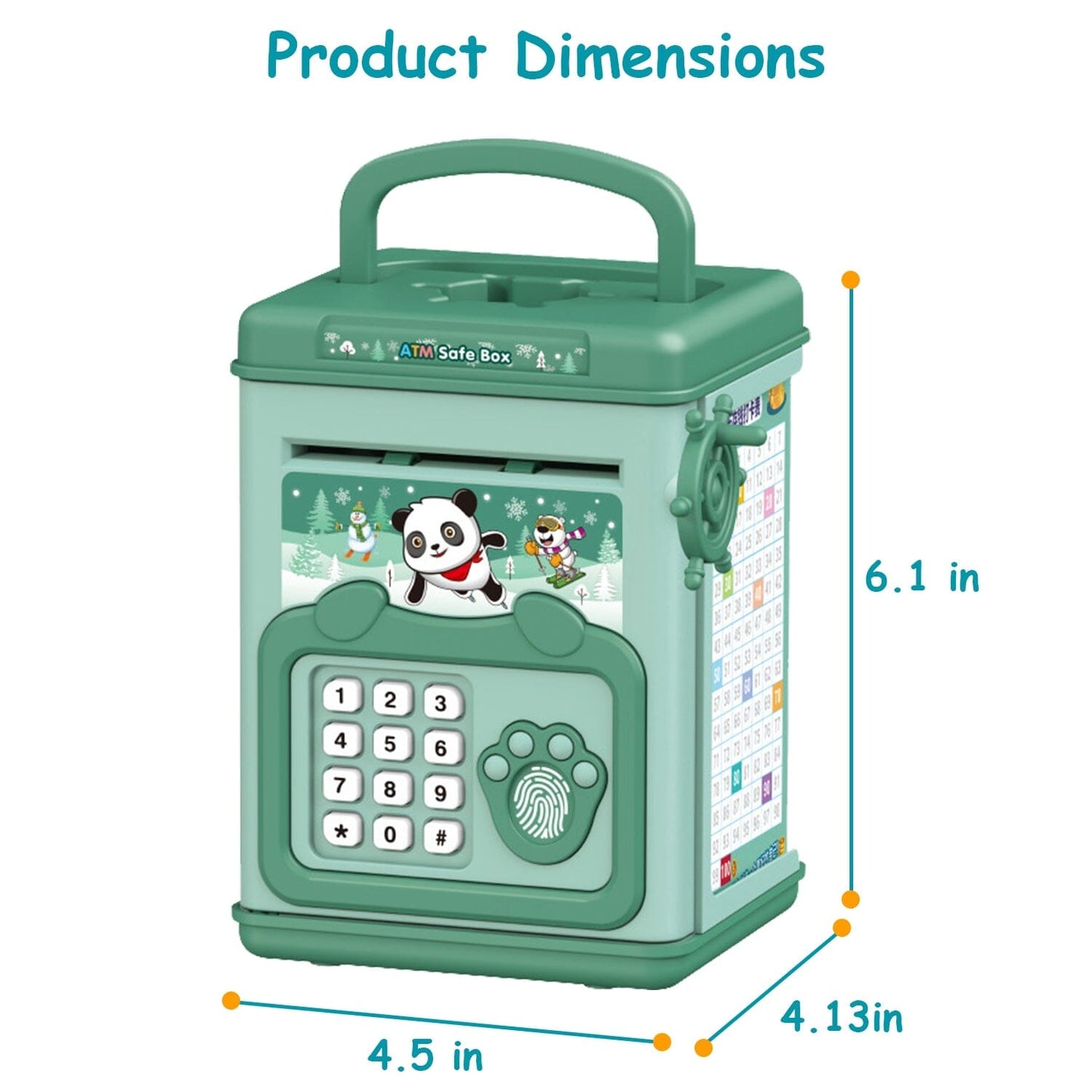 Rynx | Piggy Bank Play Money Box with Password, Fingerprint Voice Signal for 3+ Years Gold