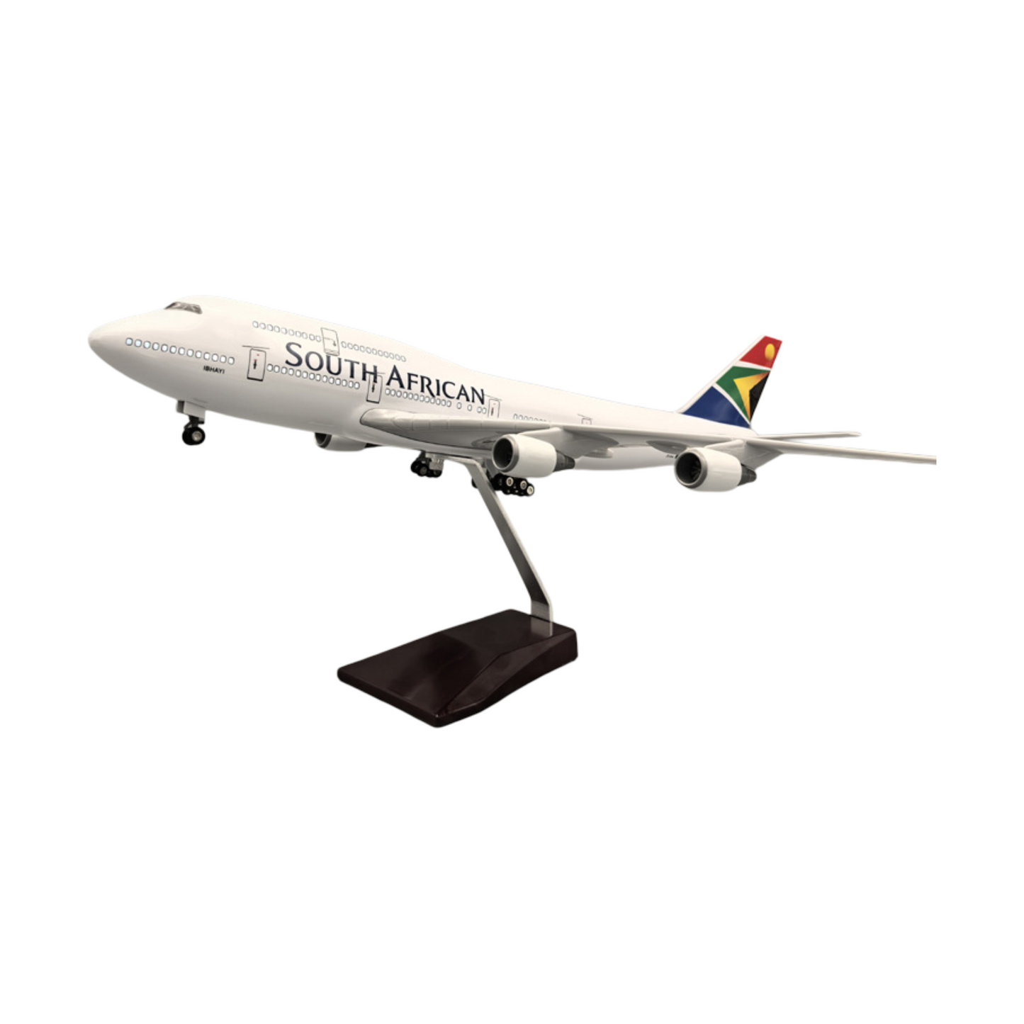 Rynx | South African Airways Boeing 747-300 ZS-SAK Model Aircraft 45 cm - 1:150 Resin/Metal Alloy Cast Jet with Display Stand
