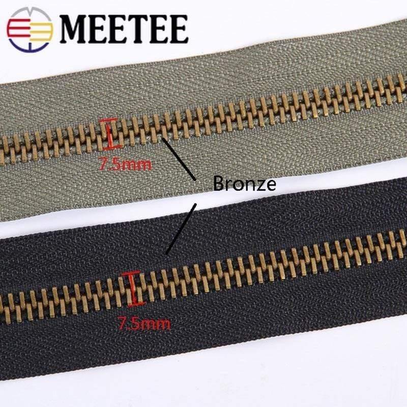 Rynx | Meetee 8# Metal Zipper 70/80/90/100/120cm Double Slider for Coat Down Jacket Zipper Repair DIY Clothing Sewing Accessories