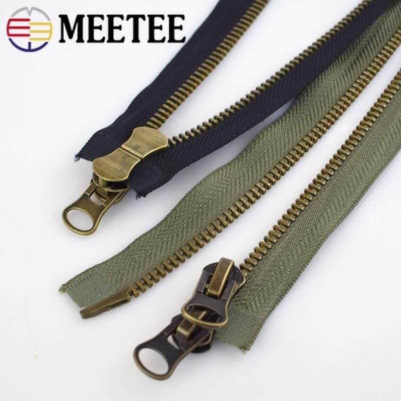 Rynx | Meetee 8# Metal Zipper 70/80/90/100/120cm Double Slider for Coat Down Jacket Zipper Repair DIY Clothing Sewing Accessories