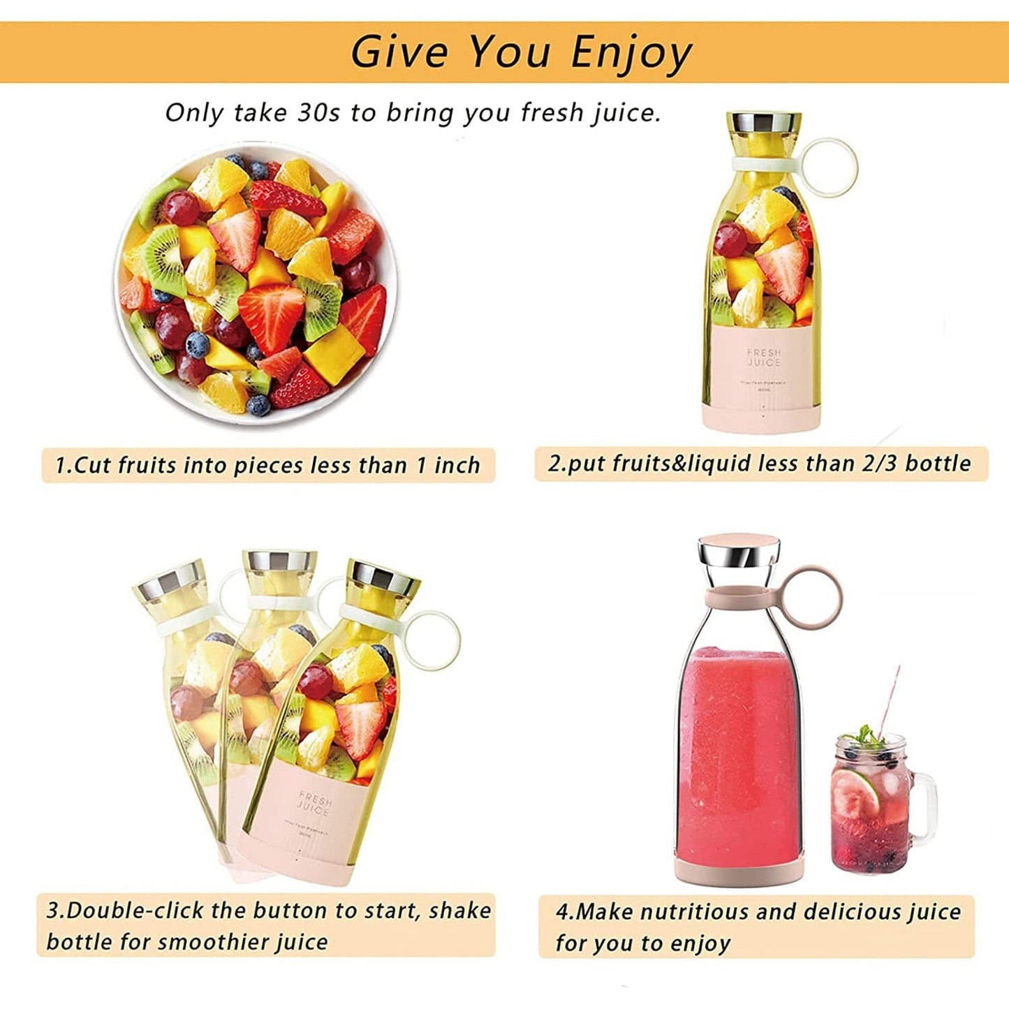 Rynx | Portable Blender Bottle Electric Juicer