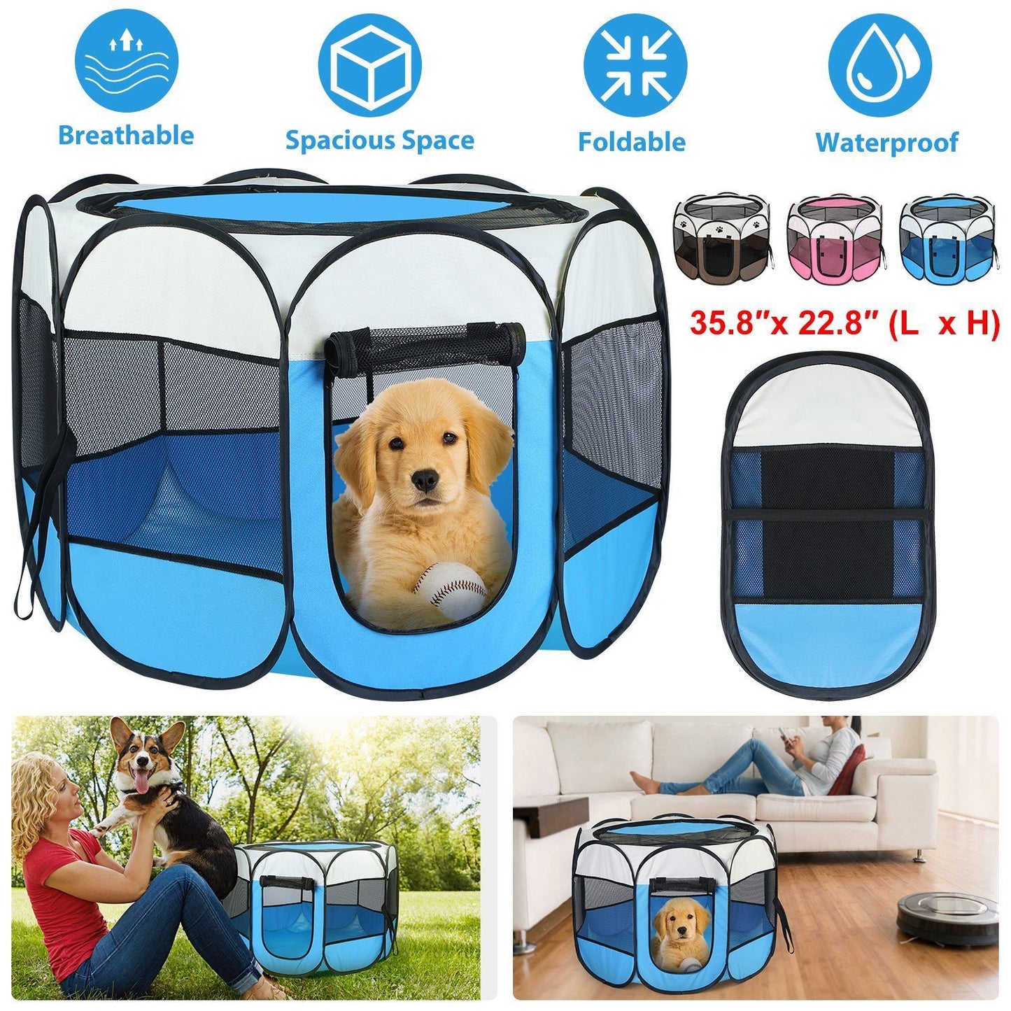 Rynx | Portable Foldable Pet Play Area For Dogs Cats Other Pets