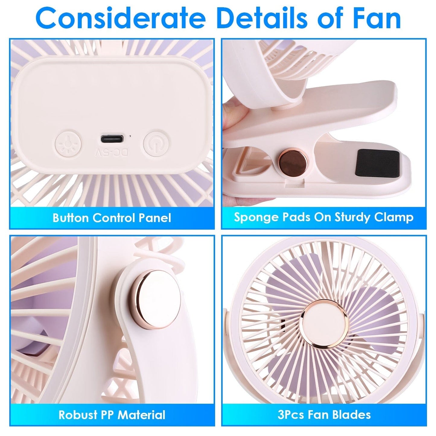 Rynx | Portable Quiet Rechargeable Clip Fan